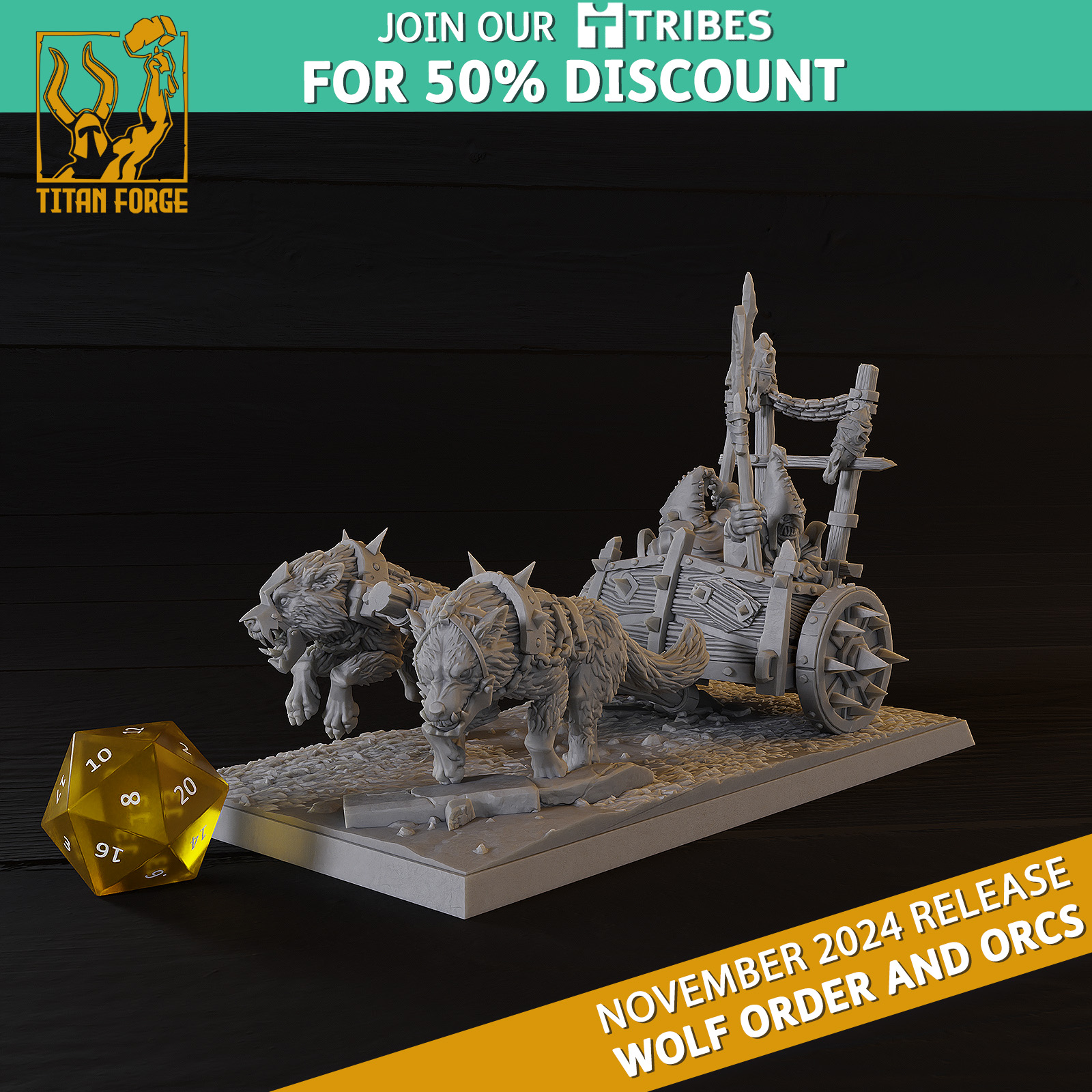 Goblin Chariot - Wolf Order and Orcs - Titan Forge Miniatures November 2024